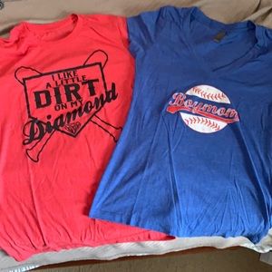 Baseball themed short sleeve t-shirts.